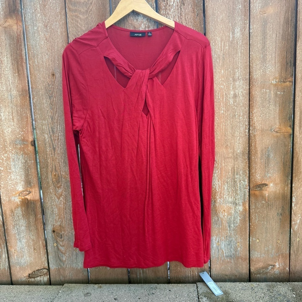 APT 9 Women’s Red Cut Out Long Sleeve Blouse Shirt Size XL NWT